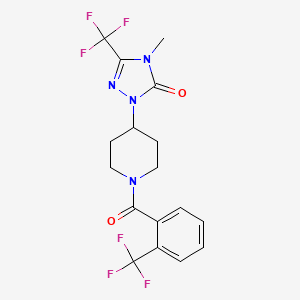molecular formula C17H16F6N4O2 B2872885 4-methyl-3-(trifluoromethyl)-1-(1-(2-(trifluoromethyl)benzoyl)piperidin-4-yl)-1H-1,2,4-triazol-5(4H)-one CAS No. 2034601-75-5