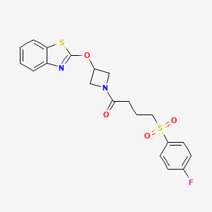 molecular formula C20H19FN2O4S2 B2872892 1-(3-(Benzo[d]thiazol-2-yloxy)azetidin-1-yl)-4-((4-fluorophenyl)sulfonyl)butan-1-one CAS No. 1421480-98-9