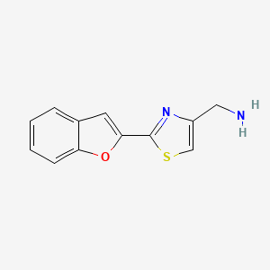 molecular formula C12H10N2OS B2872915 [2-(1-苯并呋喃-2-基)-1,3-噻唑-4-基]甲胺 CAS No. 1250611-87-0