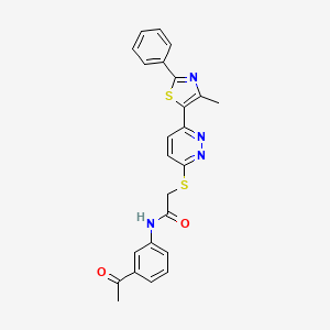 molecular formula C24H20N4O2S2 B2872918 N-(3-acetylphenyl)-2-((6-(4-methyl-2-phenylthiazol-5-yl)pyridazin-3-yl)thio)acetamide CAS No. 892416-73-8