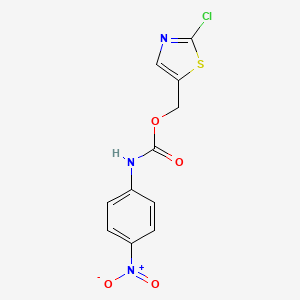 molecular formula C11H8ClN3O4S B2872921 (2-chloro-1,3-thiazol-5-yl)methyl N-(4-nitrophenyl)carbamate CAS No. 672949-95-0