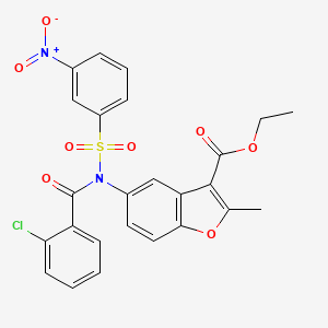 ethyl 5-(2-chloro-N-((3-nitrophenyl)sulfonyl)benzamido)-2-methylbenzofuran-3-carboxylate