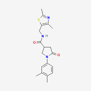 molecular formula C19H23N3O2S B2872941 1-(3,4-dimethylphenyl)-N-((2,4-dimethylthiazol-5-yl)methyl)-5-oxopyrrolidine-3-carboxamide CAS No. 1396851-08-3