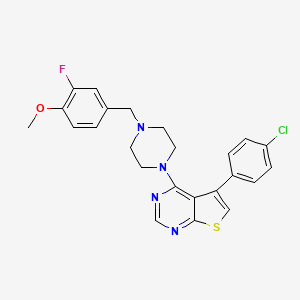molecular formula C24H22ClFN4OS B2872945 5-(4-Chlorophenyl)-4-(4-(3-fluoro-4-methoxybenzyl)piperazin-1-yl)thieno[2,3-d]pyrimidine CAS No. 433703-21-0