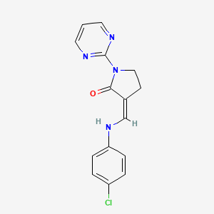 molecular formula C15H13ClN4O B2872947 3-[(4-Chloroanilino)methylene]-1-(2-pyrimidinyl)-2-pyrrolidinone CAS No. 1164471-74-2