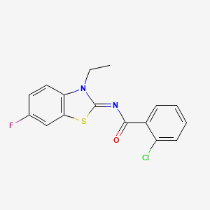 molecular formula C16H12ClFN2OS B2872962 (E)-2-chloro-N-(3-ethyl-6-fluorobenzo[d]thiazol-2(3H)-ylidene)benzamide CAS No. 865544-81-6