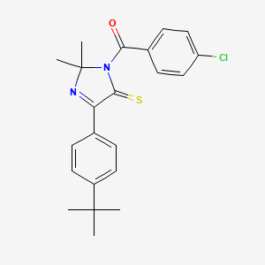 molecular formula C22H23ClN2OS B2872995 5-(4-叔丁基苯基)-3-(4-氯苯甲酰)-2,2-二甲基-2,3-二氢-4H-咪唑并-4-硫酮 CAS No. 1223996-64-2