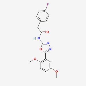 molecular formula C18H16FN3O4 B2872997 N-(5-(2,5-dimethoxyphenyl)-1,3,4-oxadiazol-2-yl)-2-(4-fluorophenyl)acetamide CAS No. 952892-67-0