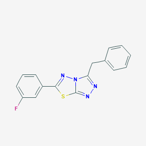 molecular formula C16H11FN4S B287301 3-Benzyl-6-(3-fluorophenyl)[1,2,4]triazolo[3,4-b][1,3,4]thiadiazole 