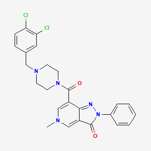 molecular formula C25H23Cl2N5O2 B2873017 7-(4-(3,4-dichlorobenzyl)piperazine-1-carbonyl)-5-methyl-2-phenyl-2H-pyrazolo[4,3-c]pyridin-3(5H)-one CAS No. 1105217-04-6