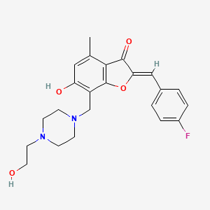 molecular formula C23H25FN2O4 B2873020 (Z)-2-(4-fluorobenzylidene)-6-hydroxy-7-((4-(2-hydroxyethyl)piperazin-1-yl)methyl)-4-methylbenzofuran-3(2H)-one CAS No. 903860-99-1