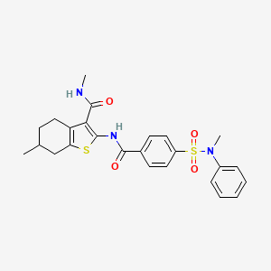 molecular formula C25H27N3O4S2 B2873021 N,6-dimethyl-2-(4-(N-methyl-N-phenylsulfamoyl)benzamido)-4,5,6,7-tetrahydrobenzo[b]thiophene-3-carboxamide CAS No. 892981-46-3