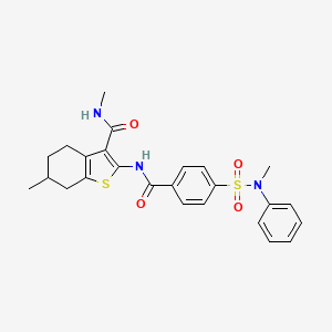 molecular formula C25H27N3O4S2 B2873021 N,6-二甲基-2-(4-(N-甲基-N-苯磺酰基)苯甲酰胺基)-4,5,6,7-四氢苯并[b]噻吩-3-甲酰胺 CAS No. 892981-46-3