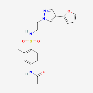 molecular formula C18H20N4O4S B2873024 N-(4-(N-(2-(4-(furan-2-yl)-1H-pyrazol-1-yl)ethyl)sulfamoyl)-3-methylphenyl)acetamide CAS No. 2034513-27-2