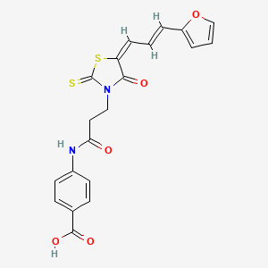 4-(3-((E)-5-((E)-3-(furan-2-yl)allylidene)-4-oxo-2-thioxothiazolidin-3-yl)propanamido)benzoic acid