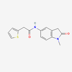 molecular formula C15H14N2O2S B2873068 N-(1-methyl-2-oxoindolin-5-yl)-2-(thiophen-2-yl)acetamide CAS No. 921774-07-4