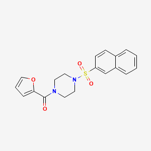 molecular formula C19H18N2O4S B2873091 2-呋喃基4-(2-萘磺酰)哌嗪基酮 CAS No. 428827-12-7