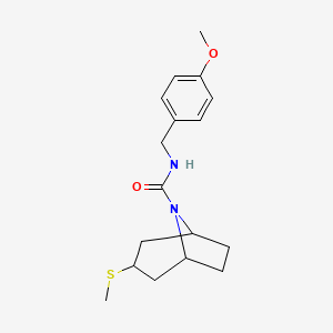 molecular formula C17H24N2O2S B2873098 (1R,5S)-N-(4-甲氧基苄基)-3-(甲硫基)-8-氮杂双环[3.2.1]辛烷-8-甲酰胺 CAS No. 1706142-78-0