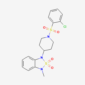 molecular formula C18H20ClN3O4S2 B2873103 1-(1-((2-氯苯基)磺酰基)哌啶-4-基)-3-甲基-1,3-二氢苯并[c][1,2,5]噻二唑-2,2-二氧化物 CAS No. 2034601-26-6