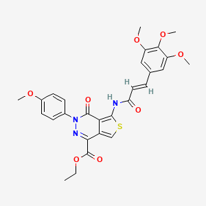 B2873106 (E)-ethyl 3-(4-methoxyphenyl)-4-oxo-5-(3-(3,4,5-trimethoxyphenyl)acrylamido)-3,4-dihydrothieno[3,4-d]pyridazine-1-carboxylate CAS No. 851952-28-8