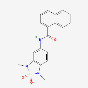 molecular formula C19H17N3O3S B2873130 N-(1,3-dimethyl-2,2-dioxido-1,3-dihydrobenzo[c][1,2,5]thiadiazol-5-yl)-1-naphthamide CAS No. 2034586-55-3