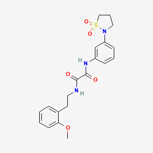 molecular formula C20H23N3O5S B2873133 N'-[3-(1,1-二氧代-1,2-噻唑烷-2-基)苯基]-N-[2-(2-甲氧基苯基)乙基]草酰胺 CAS No. 1105206-72-1