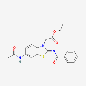 molecular formula C20H19N3O4S B2873142 (Z)-ethyl 2-(6-acetamido-2-(benzoylimino)benzo[d]thiazol-3(2H)-yl)acetate CAS No. 865248-45-9