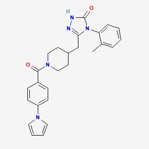 molecular formula C26H27N5O2 B2873143 3-((1-(4-(1H-pyrrol-1-yl)benzoyl)piperidin-4-yl)methyl)-4-(o-tolyl)-1H-1,2,4-triazol-5(4H)-one CAS No. 2034364-25-3