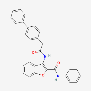 molecular formula C29H22N2O3 B2873144 3-(2-([1,1'-biphenyl]-4-yl)acetamido)-N-phenylbenzofuran-2-carboxamide CAS No. 887888-38-2