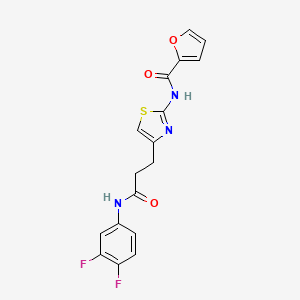 molecular formula C17H13F2N3O3S B2873152 N-(4-(3-((3,4-difluorophenyl)amino)-3-oxopropyl)thiazol-2-yl)furan-2-carboxamide CAS No. 1021226-90-3