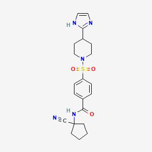 molecular formula C21H25N5O3S B2873170 N-(1-cyanocyclopentyl)-4-{[4-(1H-imidazol-2-yl)piperidin-1-yl]sulfonyl}benzamide CAS No. 2094482-59-2