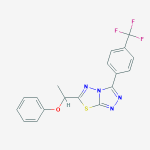 molecular formula C18H13F3N4OS B287318 Phenyl 1-{3-[4-(trifluoromethyl)phenyl][1,2,4]triazolo[3,4-b][1,3,4]thiadiazol-6-yl}ethyl ether 