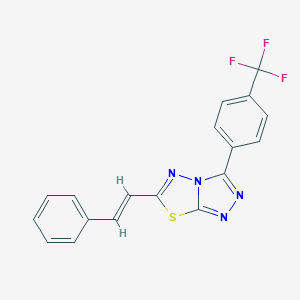 molecular formula C18H11F3N4S B287319 6-(2-Phenylvinyl)-3-[4-(trifluoromethyl)phenyl][1,2,4]triazolo[3,4-b][1,3,4]thiadiazole 