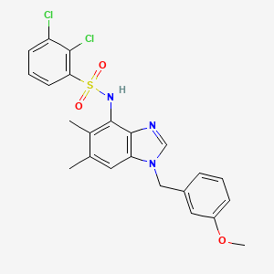 molecular formula C23H21Cl2N3O3S B2873194 2,3-二氯-N-[1-(3-甲氧基苄基)-5,6-二甲基-1H-1,3-苯并咪唑-4-基]苯磺酰胺 CAS No. 338955-25-2
