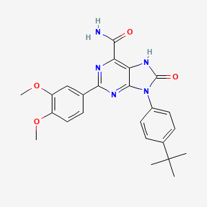 molecular formula C24H25N5O4 B2873197 9-(4-(tert-butyl)phenyl)-2-(3,4-dimethoxyphenyl)-8-oxo-8,9-dihydro-7H-purine-6-carboxamide CAS No. 904268-12-8