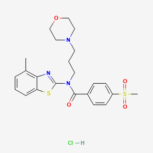 molecular formula C23H28ClN3O4S2 B2873209 N-(4-methylbenzo[d]thiazol-2-yl)-4-(methylsulfonyl)-N-(3-morpholinopropyl)benzamide hydrochloride CAS No. 1217100-84-9