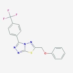 molecular formula C17H11F3N4OS B287321 Phenyl {3-[4-(trifluoromethyl)phenyl][1,2,4]triazolo[3,4-b][1,3,4]thiadiazol-6-yl}methyl ether 