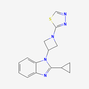 molecular formula C15H15N5S B2873212 2-[3-(2-Cyclopropylbenzimidazol-1-yl)azetidin-1-yl]-1,3,4-thiadiazole CAS No. 2380145-55-9