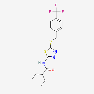 molecular formula C16H18F3N3OS2 B2873214 2-ethyl-N-(5-((4-(trifluoromethyl)benzyl)thio)-1,3,4-thiadiazol-2-yl)butanamide CAS No. 392301-15-4