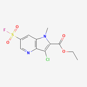 molecular formula C11H10ClFN2O4S B2873221 Ethyl 3-chloro-6-fluorosulfonyl-1-methylpyrrolo[3,2-b]pyridine-2-carboxylate CAS No. 2138304-96-6