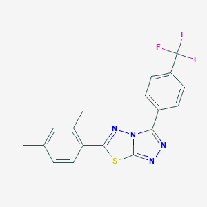 molecular formula C18H13F3N4S B287323 6-(2,4-Dimethylphenyl)-3-[4-(trifluoromethyl)phenyl][1,2,4]triazolo[3,4-b][1,3,4]thiadiazole 