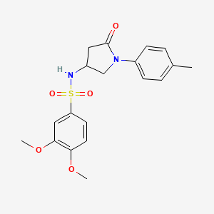 molecular formula C19H22N2O5S B2873241 3,4-dimethoxy-N-(5-oxo-1-(p-tolyl)pyrrolidin-3-yl)benzenesulfonamide CAS No. 896308-43-3