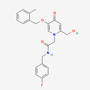 molecular formula C23H23FN2O4 B2873242 N-(4-fluorobenzyl)-2-(2-(hydroxymethyl)-5-((2-methylbenzyl)oxy)-4-oxopyridin-1(4H)-yl)acetamide CAS No. 946334-13-0