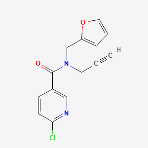 molecular formula C14H11ClN2O2 B2873256 6-chloro-N-[(furan-2-yl)methyl]-N-(prop-2-yn-1-yl)pyridine-3-carboxamide CAS No. 1797373-13-7
