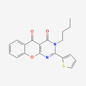 molecular formula C19H16N2O3S B2873260 3-丁基-2-(噻吩-2-基)-3H-色烯并[2,3-d]嘧啶-4,5-二酮 CAS No. 883956-33-0