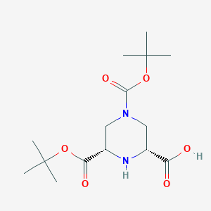 (2R,6S)-4,6-Bis[(2-methylpropan-2-yl)oxycarbonyl]piperazine-2-carboxylic acid