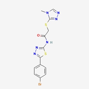 molecular formula C13H11BrN6OS2 B2873264 N-(5-(4-溴苯基)-1,3,4-噻二唑-2-基)-2-((4-甲基-4H-1,2,4-三唑-3-基)硫代)乙酰胺 CAS No. 394230-11-6