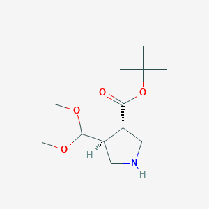 molecular formula C12H23NO4 B2873270 Tert-butyl (3S,4S)-4-(dimethoxymethyl)pyrrolidine-3-carboxylate CAS No. 2350578-72-0