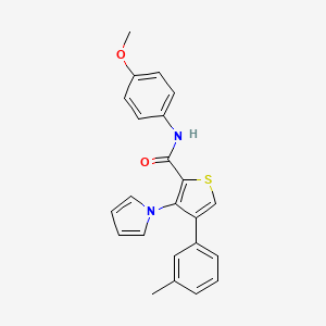 molecular formula C23H20N2O2S B2873272 N-(4-methoxyphenyl)-4-(3-methylphenyl)-3-(1H-pyrrol-1-yl)thiophene-2-carboxamide CAS No. 1357877-42-9