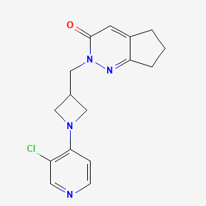 molecular formula C16H17ClN4O B2873278 2-{[1-(3-氯吡啶-4-基)氮杂环丁-3-基]甲基}-2H,3H,5H,6H,7H-环戊[c]吡啶并氮杂-3-酮 CAS No. 2189434-81-7